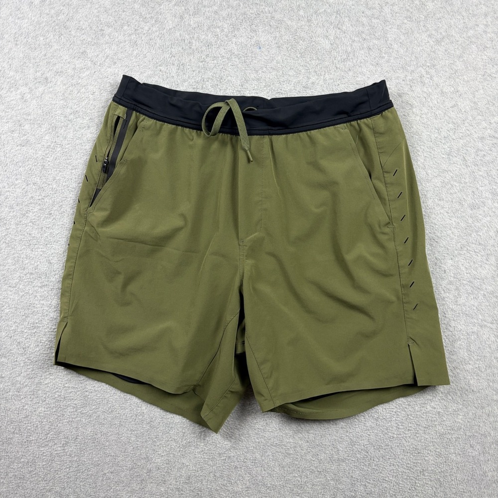 Ten Thousand Interval Shorts Mens Large Green Compression Lined Performance 7"